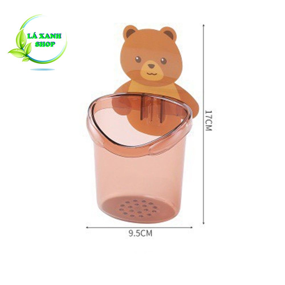 Cốc Gấu DÁN TƯỜNG - Hũ Đựng Bàn Chải Và Kem Đánh Răng Hình Gấu Dễ Thương