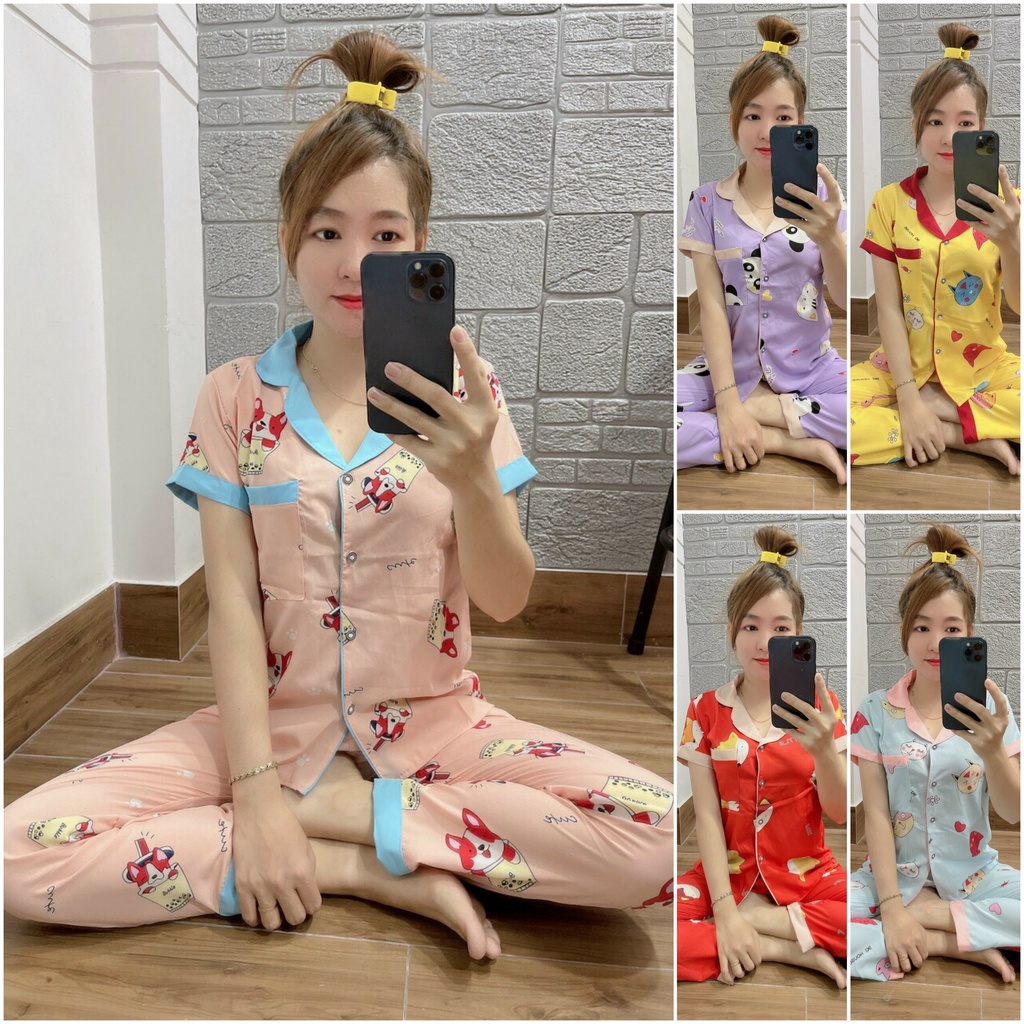 Xả kho đồ bộ ngủ pyjama tay ngắn quần dài siêu dễ thương