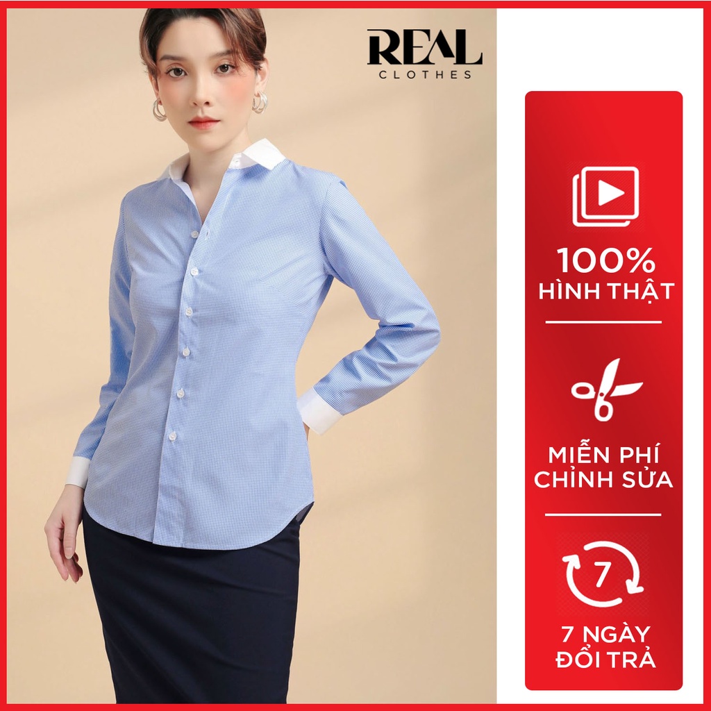 Sơ mi công sở phối cổ caro_REAL