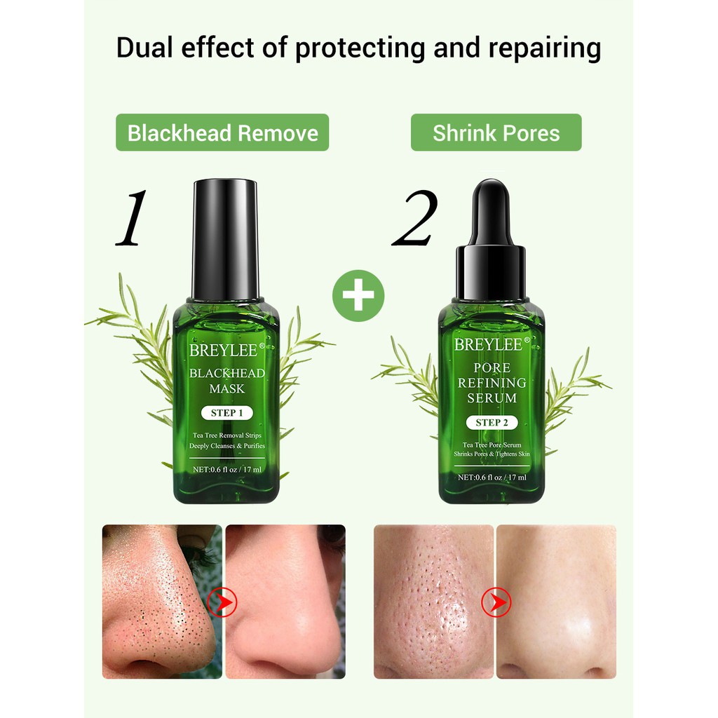BREYLEE Blackhead Removal Essence 17ml+17ml Shrinking Serum Tighten Pores Deep Cleanse Oil Control Skin Care Set | BigBuy360 - bigbuy360.vn
