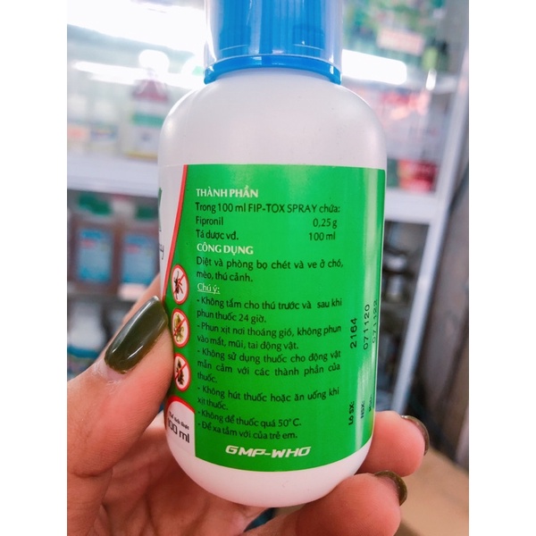 FIP - TOX Đặc trị ve, rận, bọ chó mèo - dạng xịt 100ml ,