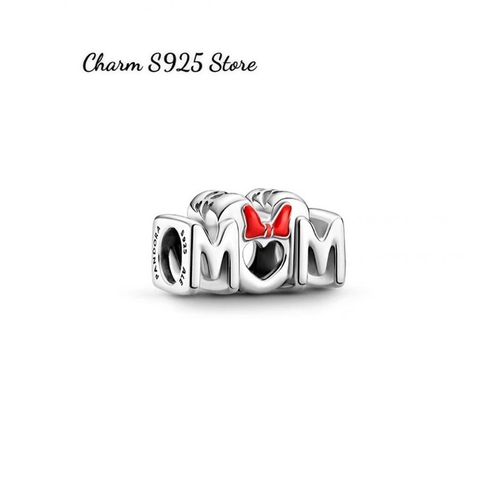 charm Ale Pan.Do.Ra Mom nơ đỏ bạc s925 cao cấp