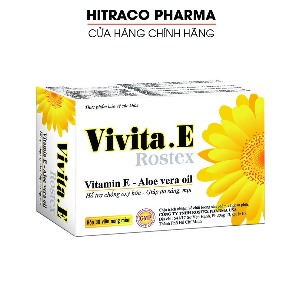 Viên uống đẹp da Vivita E bổ sung Vitamin E, Omega 3, tinh dầu nha đam - Hộp 30 viên [Vivita E -Trắng]