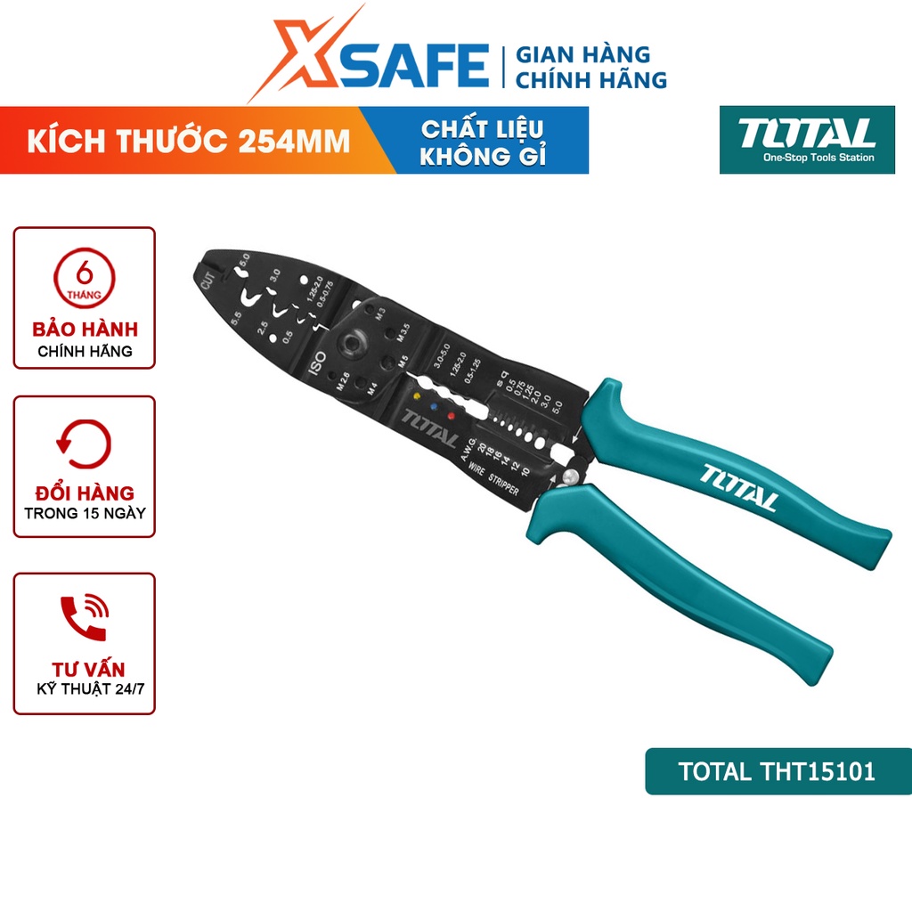Kềm tuốt dây điện TOTAL THT15101 kích thước 10inch(254mm), chất liệu thép cứng rắn, bền bỉ - [XSAFE]