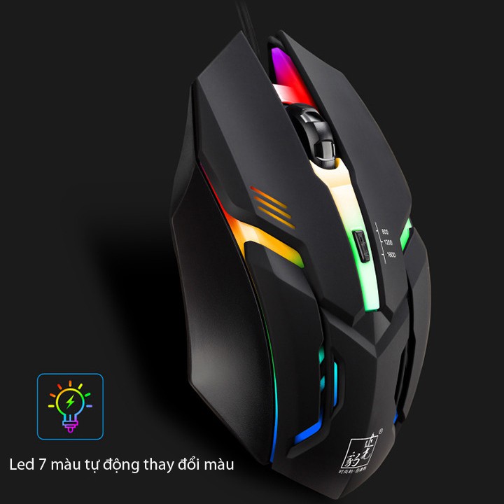 Chuột gaming có dây đèn led đổi màu cực đẹp, chuột game thủ cực ngầu cho máy tính laptop
