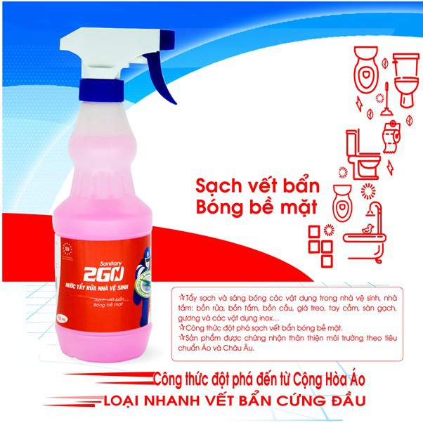 Nước tẩy rửa Nhà vệ sinh và toilet 2Go Sanitary 500ml