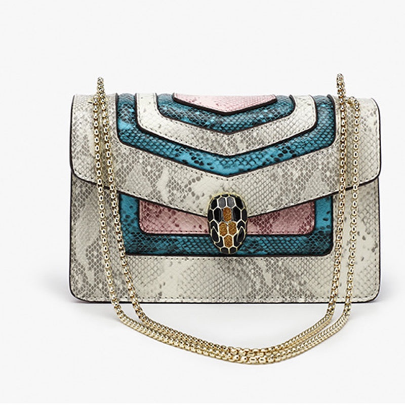 IELGY Niche Túi Xách Đeo Vai Họa Tiết Da Rắn Phối Dây Xích Chất Lượng Cao Cho Nữ