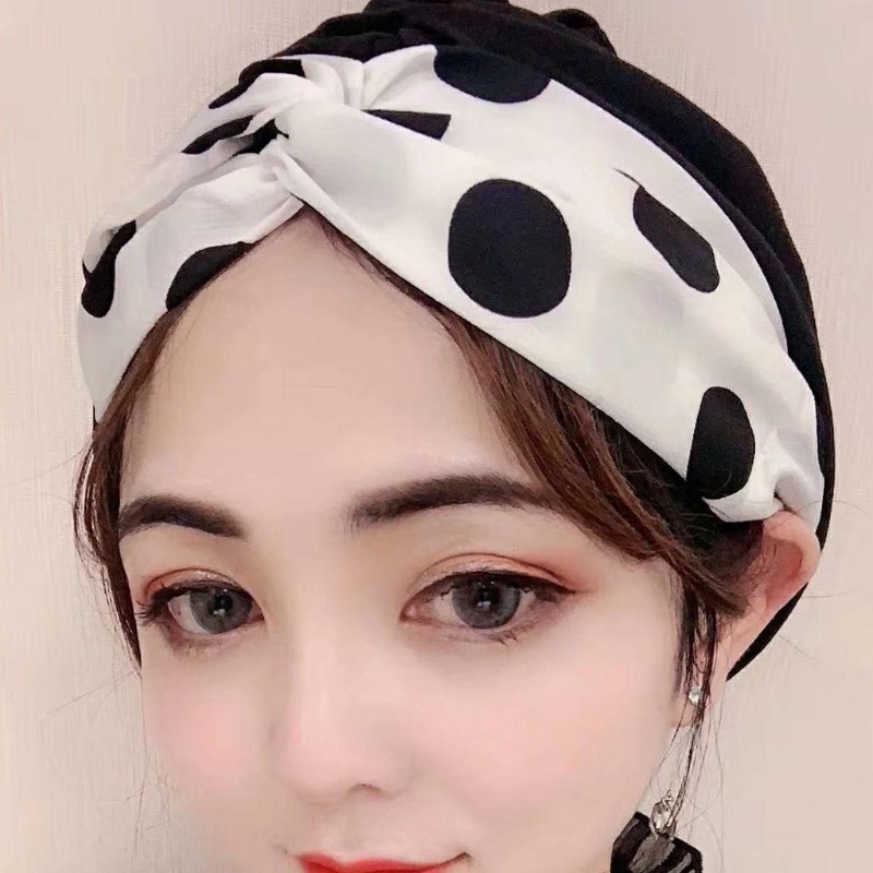 Mũ Turban Thắt Nút Co Giãn Họa Tiết Chấm Bi Màu Sắc Tương Phản Phong Cách Dân Tộc Dành Cho Nữ Mặc Khi Ngủ
