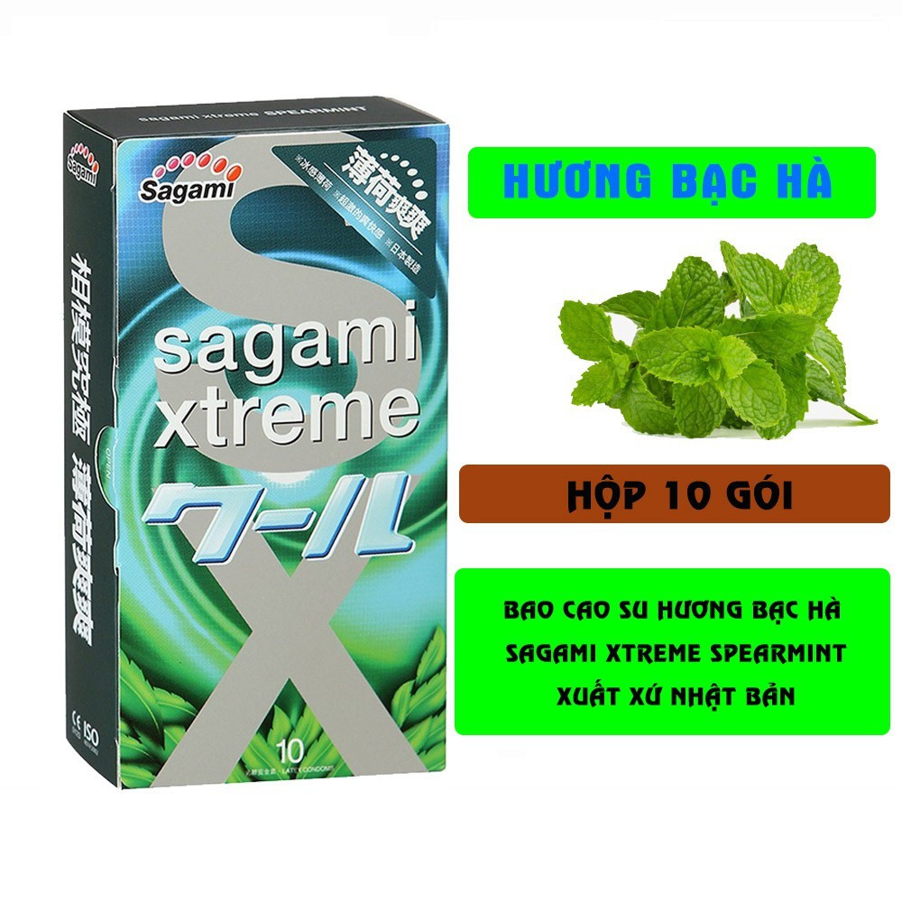 Bao cao su Siêu mỏng Hộp 10 chiếc Sagami Xtreme hương Bạc Hà