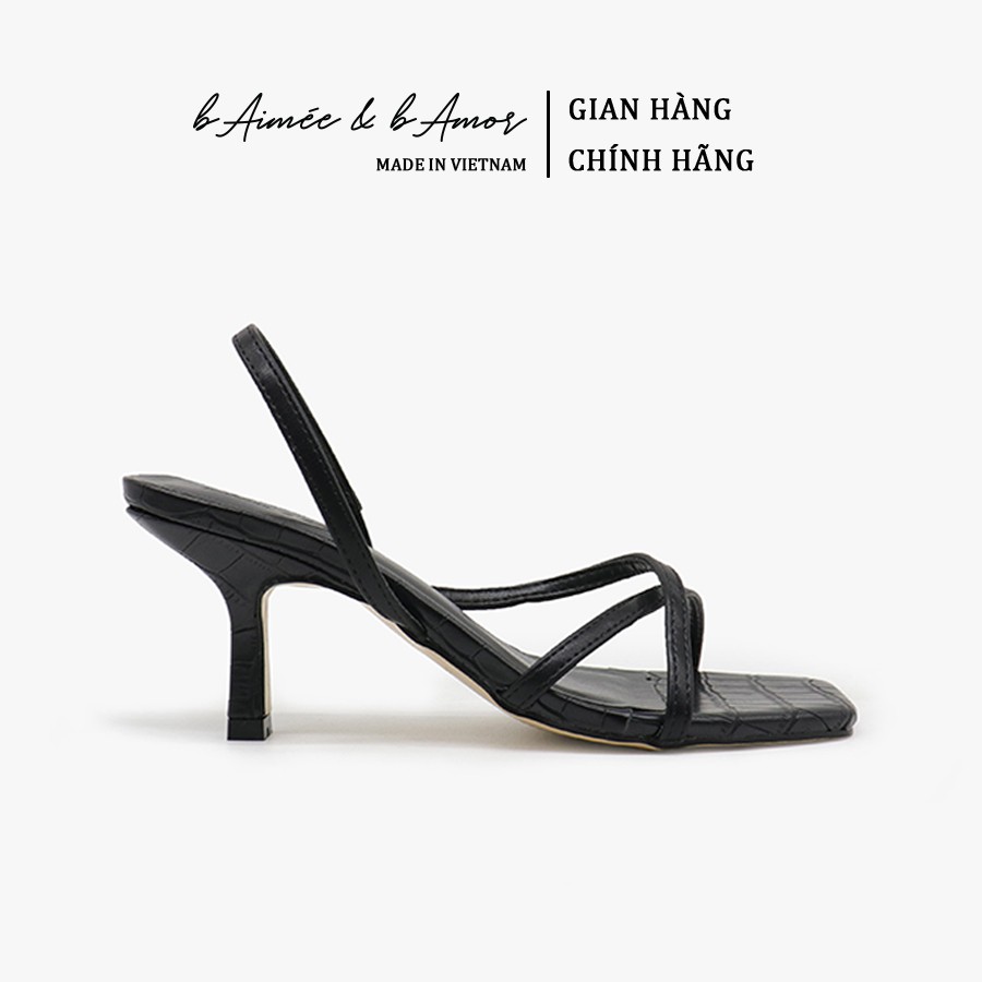 Sandal Nữ Cao Gót bAimée & bAmor Quai Mảnh Chéo Mũi Vuông Gót Nhọn Cao 5cm Hàn Quốc Đẹp Giày Chính Hãng Cao Cấp - MS1634