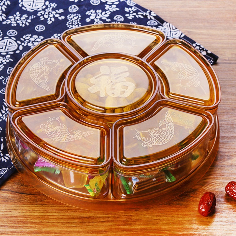 Khay Đựng Trái Cây 6 Ngăn Kèm Nắp Đậy Tiện Dụng