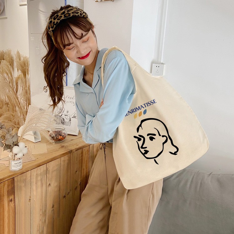 Túi Vải Tote Attitude Cô Gái Henrimatisse Korea