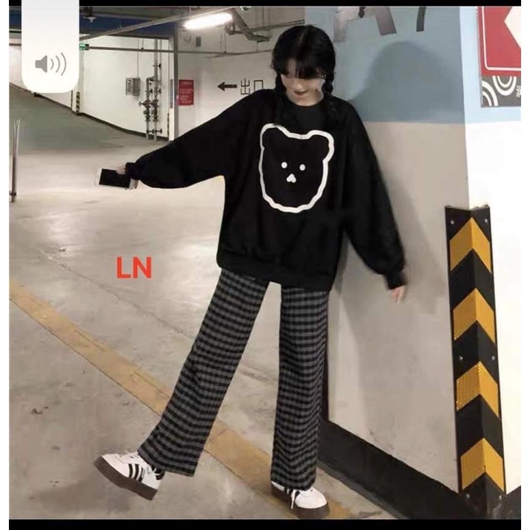 Áo Sweater mặt gấu chất nỉ ngoại TH6