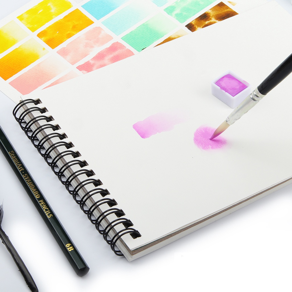 Hộp thiếc 12 màu nước SEAMIART dạng đặc chuyên dụng để vẽ tranh chân dung nghệ thuật và hoạt hình