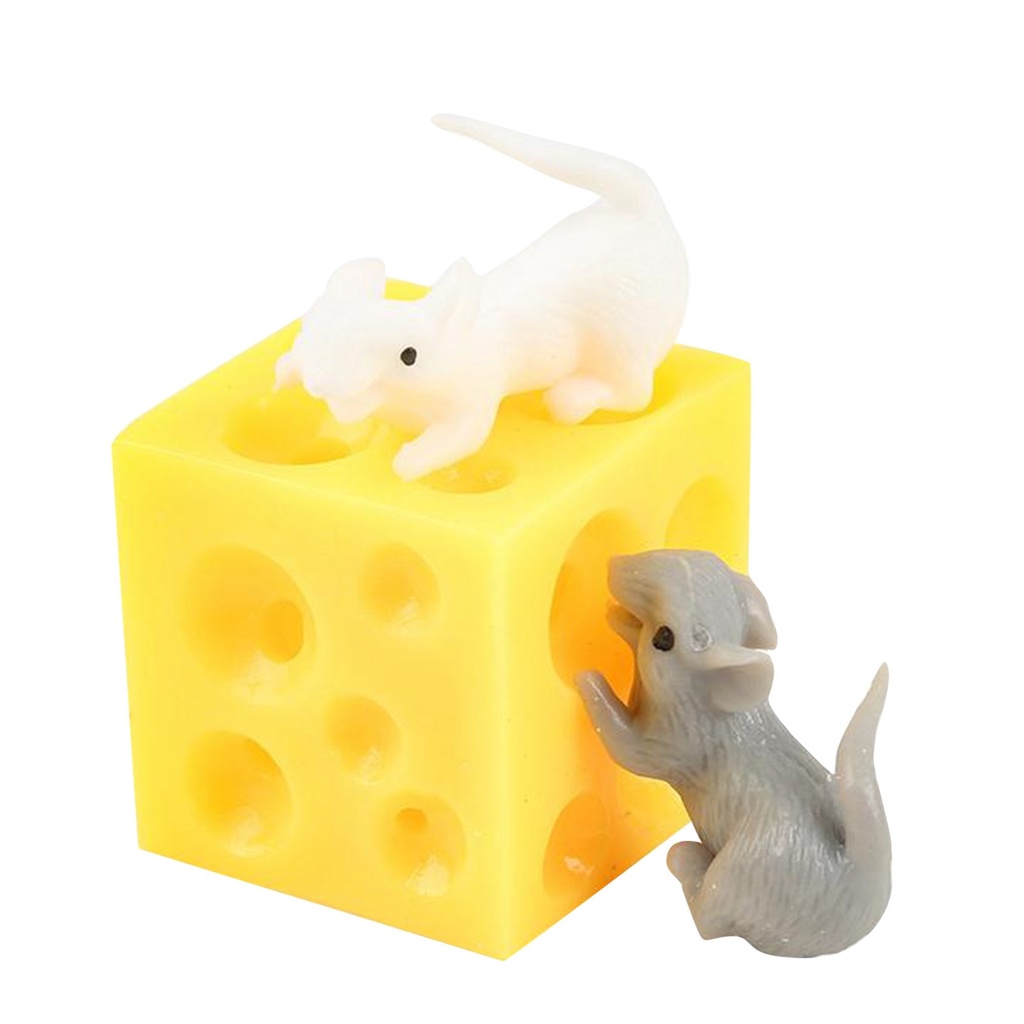Đồ chơi bóp dẻo hình chú chuột và phô mai vui nhộn giải tỏa căng thẳng