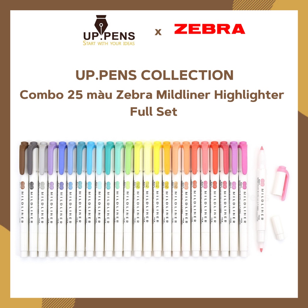 Combo 25 màu bút đánh dấu hai đầu Zebra Mildliner Double-Sided Highlighter - Fine/Bold (FULL SET)