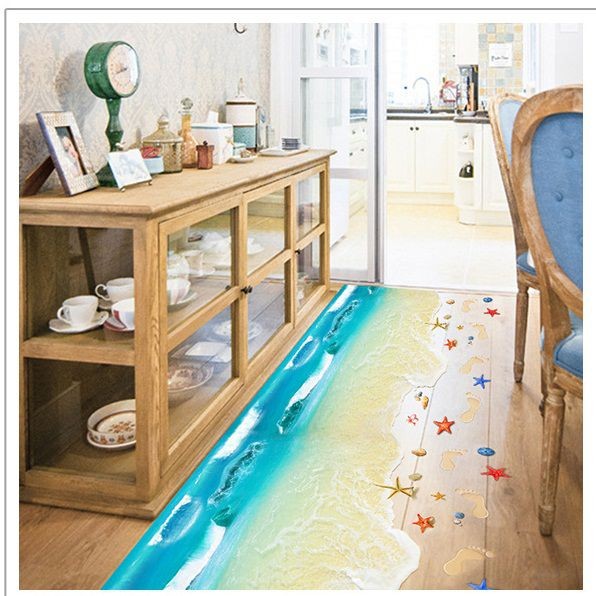 Decal dán tường Bãi cát biển 3D DCS035