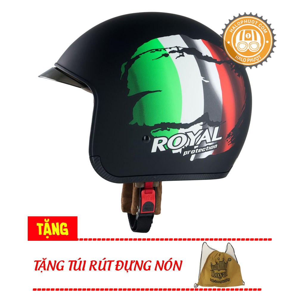 Nón bảo hiểm 3/4 kính âm Royal M139 Tem (tặng balo rút)