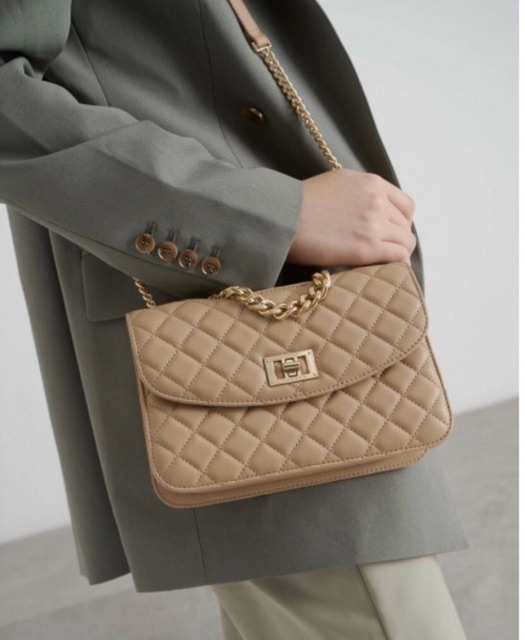 Túi ô trám có quai mẫu mới màu nude