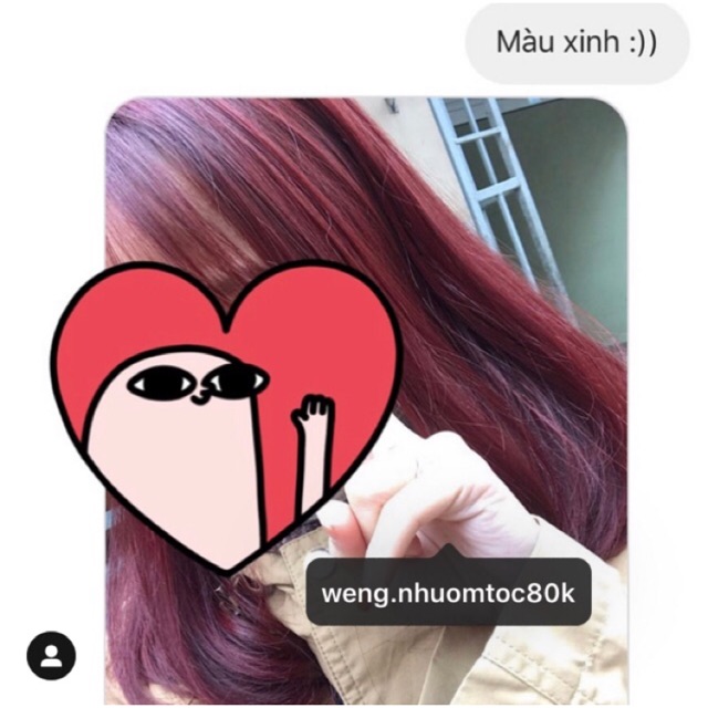 Nhuộm tóc màu đỏ tím không tẩy (tặng trợ nhuộm + găng)