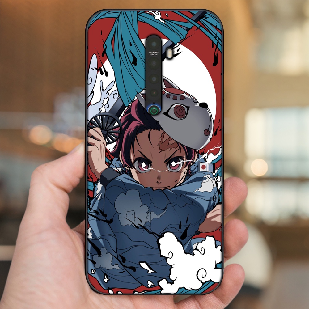 Ốp lưng Oppo Reno 2 viền đen in hình Tanjiro Kimetsu No Yaiba