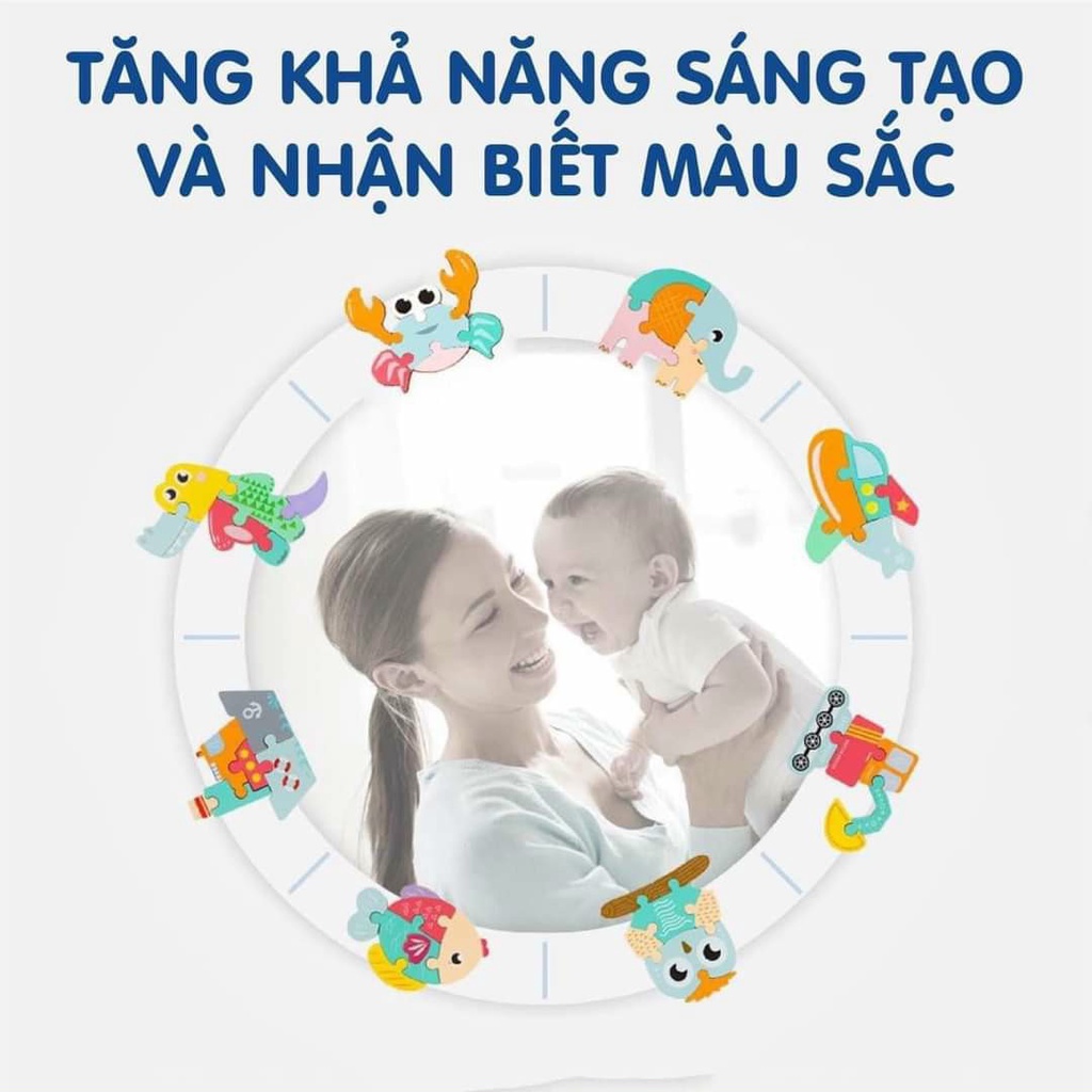 [SỈ] Bảng Ghép Hình, Ghép Hình 3D Bằng Gỗ Nổi cho Bé Phát Triểm Tư Duy- Sáng Tạo Sớm- Hàng Loại 1 Dày Dặn