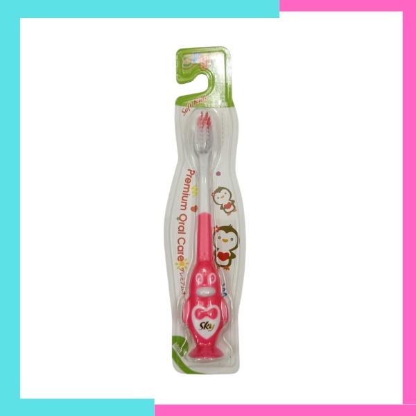 Bàn chải đánh răng cho bé bàn chải lông mềm cho trẻ em từ 3-8 tuổi Sky  có đế hít