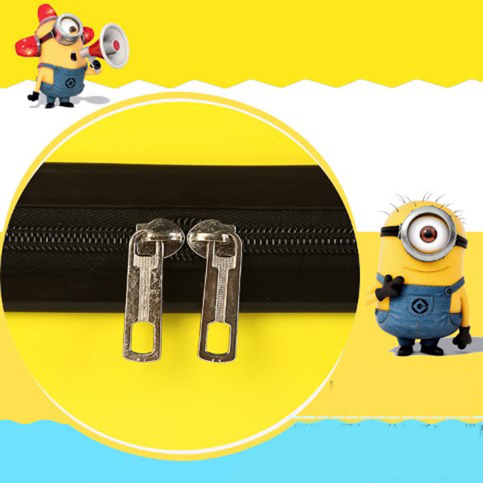 Vali nhựa kéo size 18 - MINION 3 biểu cảm, món quà cho bé yêu màu hè. Nhựa an toàn khi sử dụng