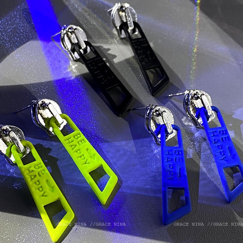 Khuyên Tai Có Khóa Kéo Phong Cách hip hop punk Hàn Quốc Mới Cho Nữ