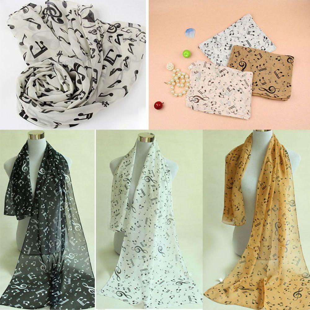 Khăn Choàng Cổ In Hình Nốt Nhạc WMES15H Thời Trang Dành Cho Nữ