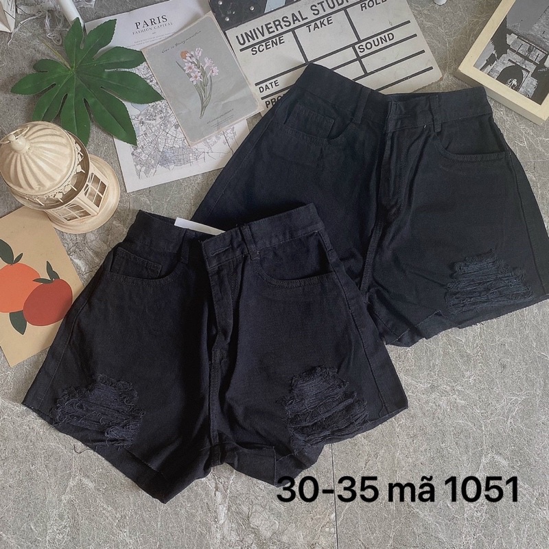 Bigsize(30-35)✈️Freeship✈️Quần Short Jeans Ngắn VNXK Nữ Đen Rách Size Lớn Ms 1051