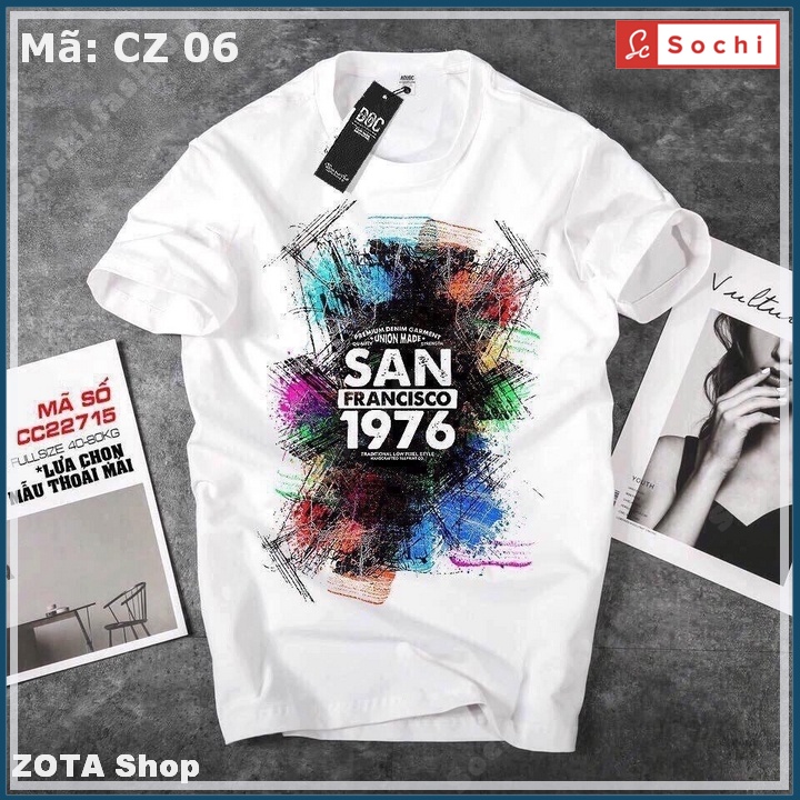 Áo thun nam đẹp thời trang chất cotton in hình phong cách hàng hiệu mã CZ06