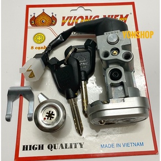 Bộ ổ khoá xe wave s110 chìa 8 cạnh chống trộm cao cấp hiệu vương niệm