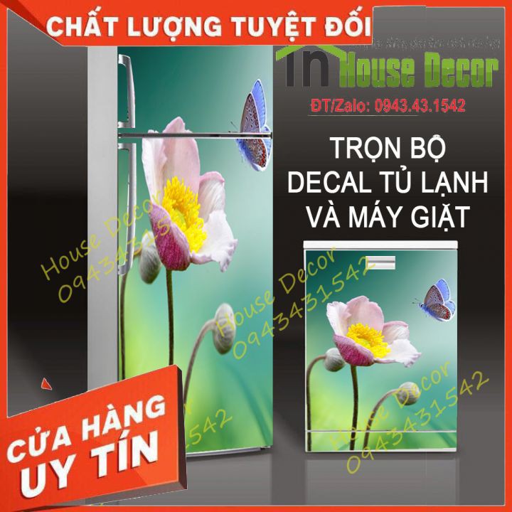 Miếng Dán Tủ Lạnh Chống Thấm Nước - Phù Hợp Mọi Loại Tủ - Hoa Bướm