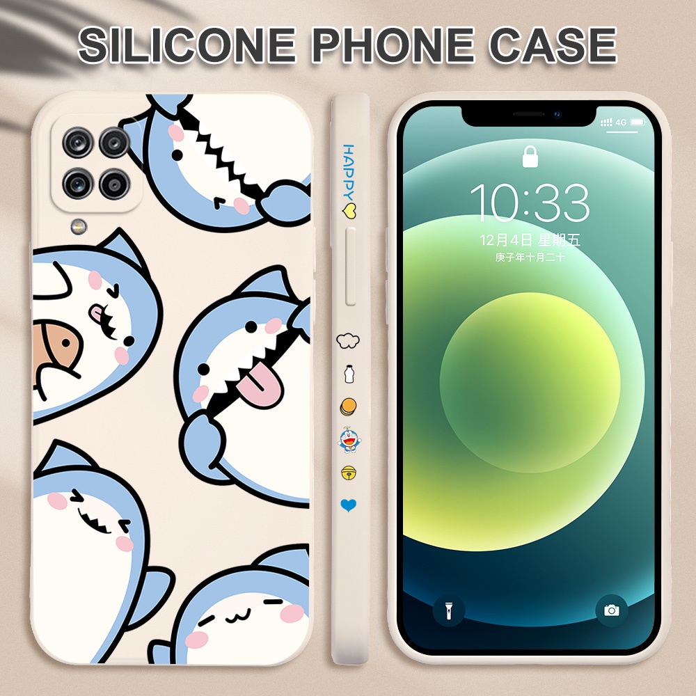 Ốp Điện Thoại Hình Cá Mập Uống Trà Sữa Cho Oppo Reno 3 4 5 Pro Plus Reno 3 2Z 2F 5k F3 R9S F11 A9 A37 A91 Neo 7 9 F15 F17 A73 A33 A16