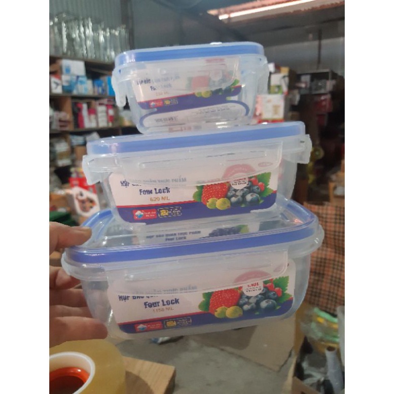 Bộ 3 hộp đựng thực phẩm Chữ Nhật 2508 nhựa Song Long - Duonghieu6789