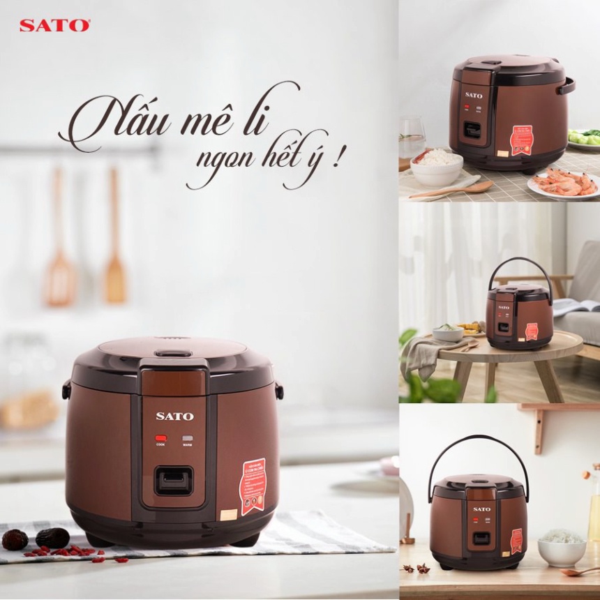 Nồi cơm điện SATO 18F051 18F052 dung tích 1.8L chế độ ủ ấm đa chiều giúp nấu cơm ngon hơn - bảo hành 12 tháng