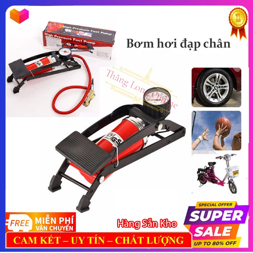 Bơm Đạp Chân Mini Hàng Chính Hãng Dùng Cho Xe Đạp, Xe Máy, Ô Tô - Tiện Lợi, Dễ Dàng Sử Dụng