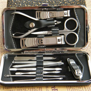 💞HỘP LỚN 💞 Bộ 12 món Kiềm Cắt, Bấm Móng Tay , Lấy Ráy Tai , Que Nặn Mụn , Kéo Tỉa Lông Mày Inox 12 món