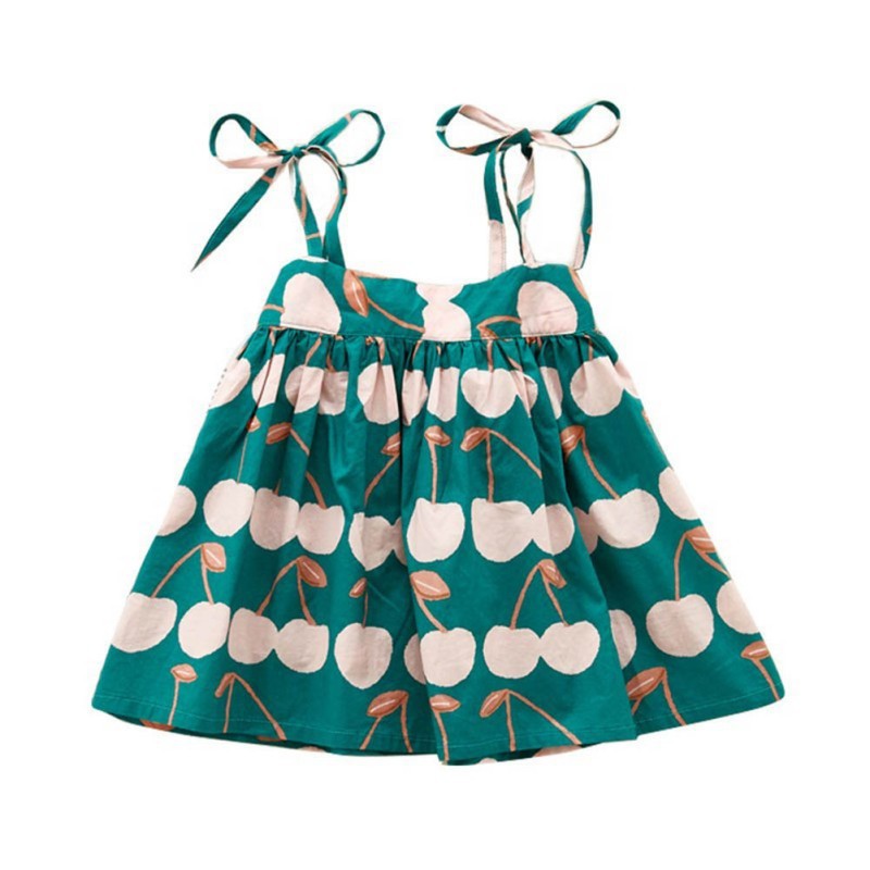 Đầm cotton 2 dây in hoa cho bé gái