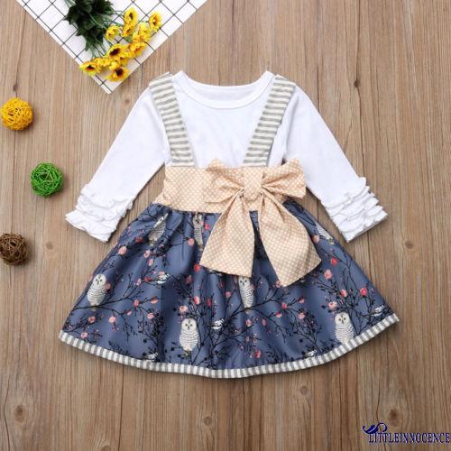 EII-Princess Newborn Kids Baby Girls Top T-shirt Suspender Skirt Dress Outfits Clothes