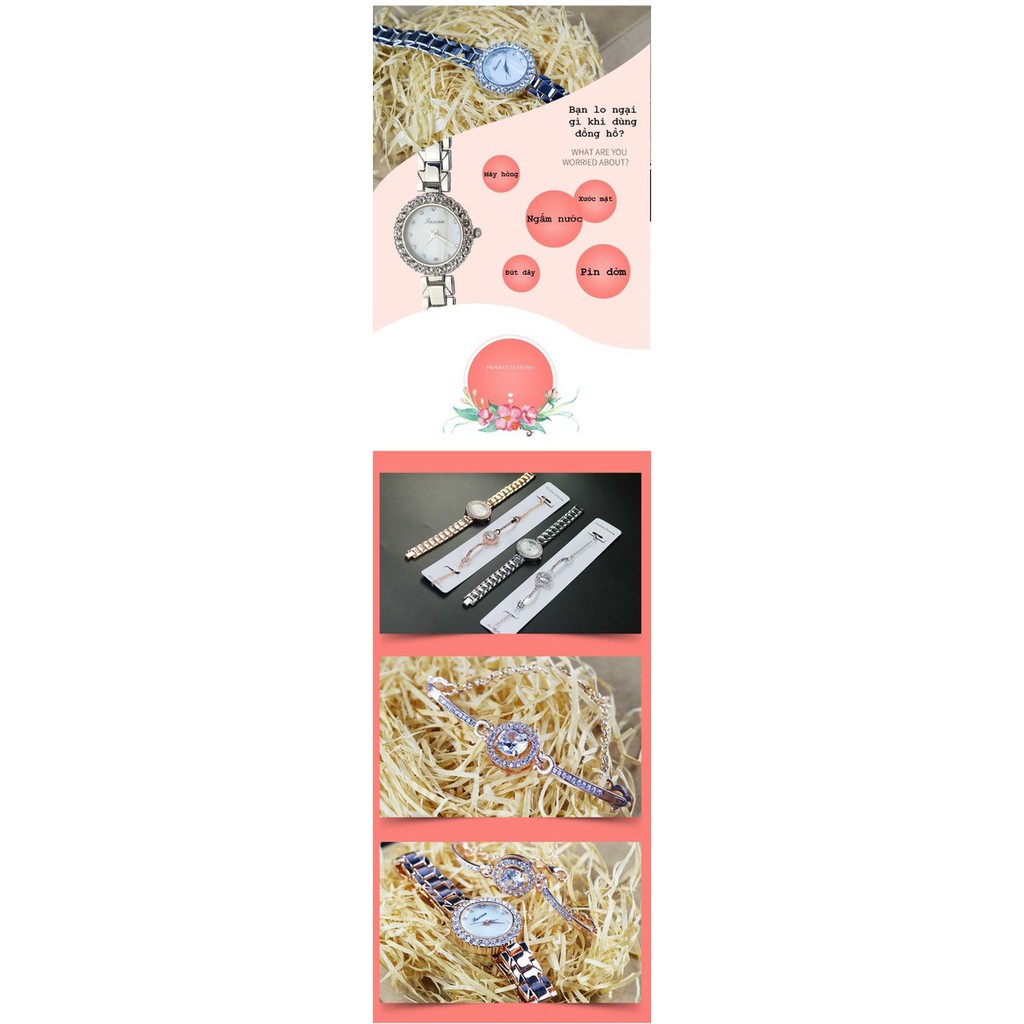 Đồng hồ nữ Jasina chính hãng mặt đá viền kim cương phủ Saphiar TẶNG KÈM LẮC TAY | BigBuy360 - bigbuy360.vn