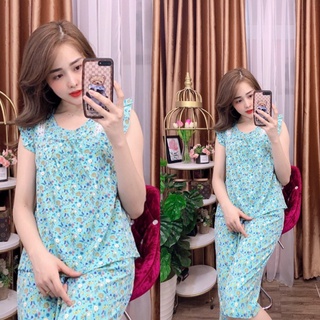 ĐỒ BỘ MẶC NHÀ - ĐỒ BỘ LỤA HỌA TIẾT HOA DỄ THƯƠNG - LUA24