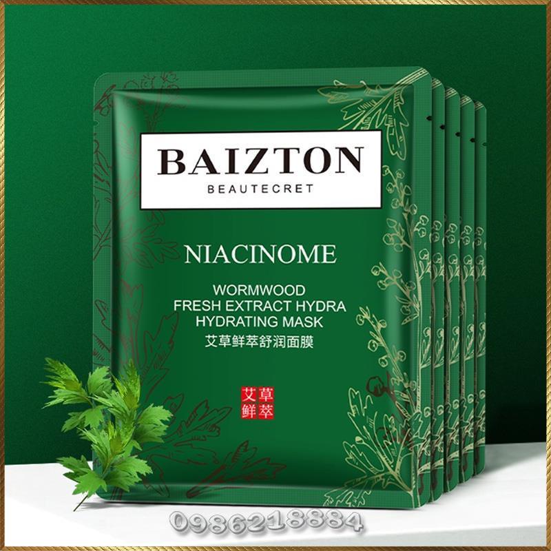 Mặt nạ cây ngải cứu tươi Baizton Niacinome Wormwood Fresh Extract Mask kiểm soát dầu ngừa mụn trứng cá BWM9