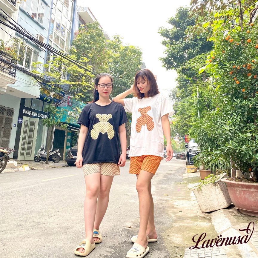 Bộ ngủ nữ mùa hè cotton cộc tay freesize cho nàng dưới 60kg LAVENUSA QA18