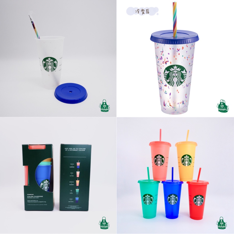 Starbucks Bình Nước Trong Suốt Có Ống Hút Dung Tích 473ml / 16oz