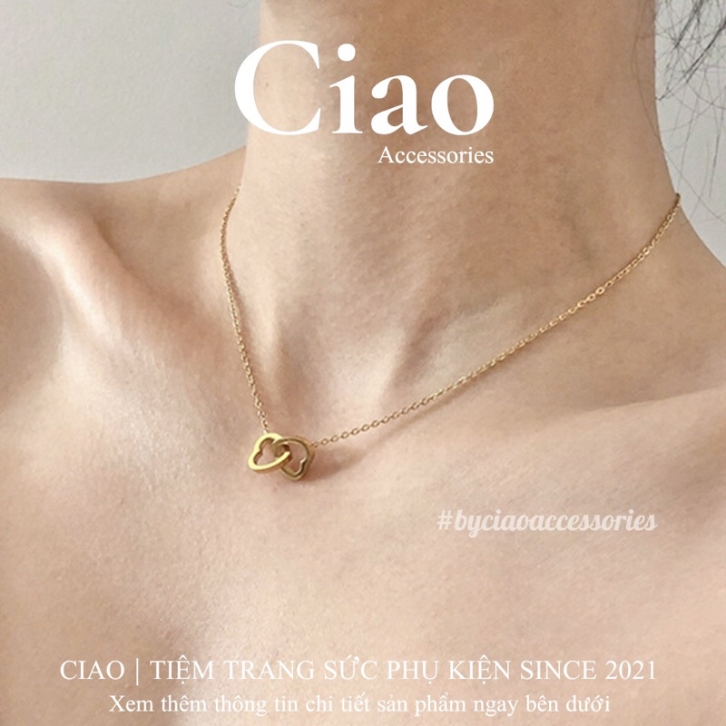 Dây chuyền/ Vòng cổ titan không gỉ thiết kế charm tim phong cách Monopoli Ciao