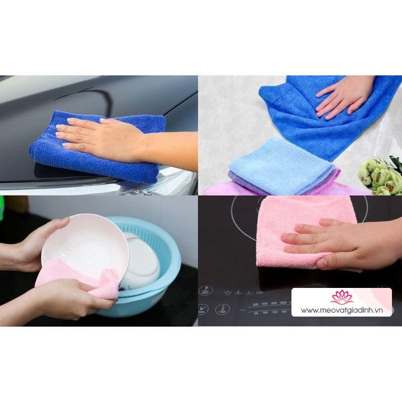 Khăn lau xe ô tô, khăn lau đa năng Microfiber siêu thấm nước, không để lại vết mờ,