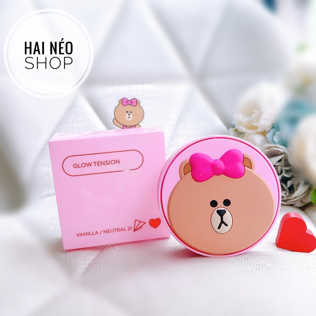 Phấn nước trang điểm cho da căng bóng tự nhiên khỏe khoắn Missha Glow Tension Line Friends Edition màu 21 (Hàn Quốc)