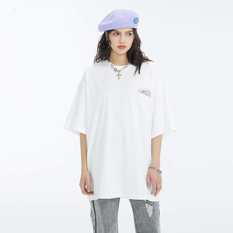 Áo thun ZHELIHANGFEI ngắn tay dáng rộng in họa tiết cá tính trẻ trung